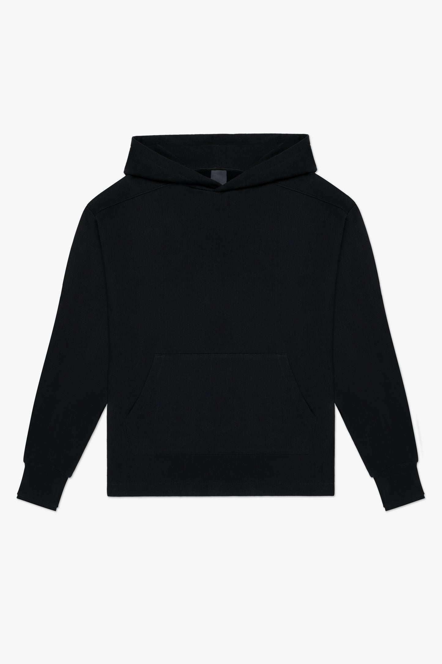 Front of black basic hoodie ovnnie