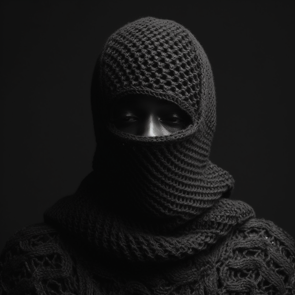 AI created portrait of man with knit balaclava