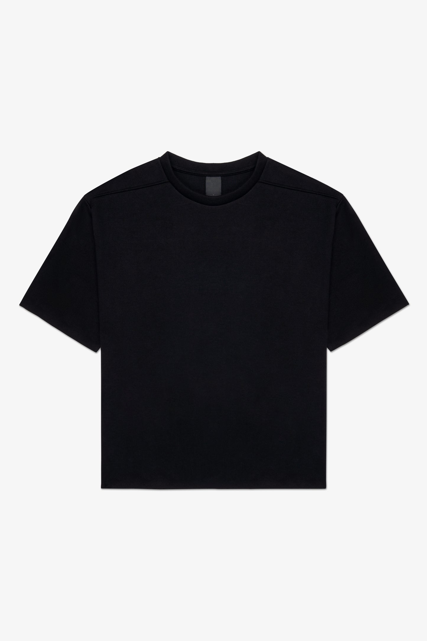 Front of black boxy t-shirt ovnnie