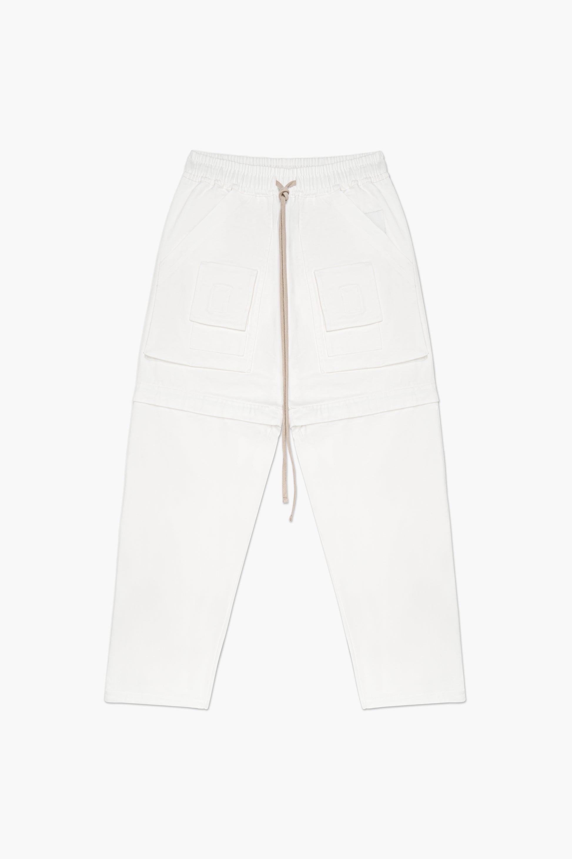 Front of white convertible pants ovnnie
